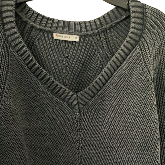 Marine Layer Women's Anthracite Ezra V-Neck Knit Sweater Size M - Picture 5 of 7